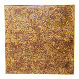 Harry Bouras (1931 - 1990) Transitional Message. Oil on Board, 1974, Signed