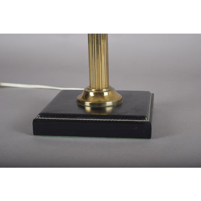 Mid-Century Modern French Table Lamp in Brass and Black Leather, 1960s For Sale - Image 9 of 14