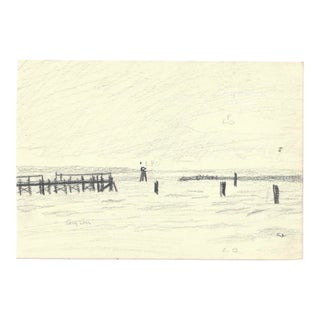1960s Robert Angeloch Chincoteague Island Virginia Drawing For Sale