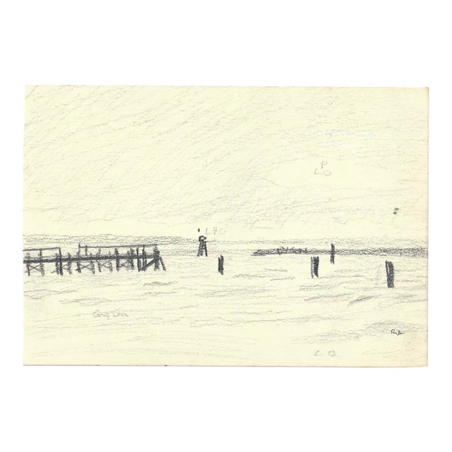 1960s Robert Angeloch Chincoteague Island Virginia Drawing For Sale