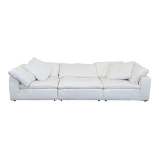 Restoration Hardware Cloud 3-Seat Modern White Sofa For Sale