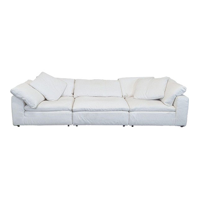 Restoration Hardware Cloud 3-Seat Modern White Sofa For Sale