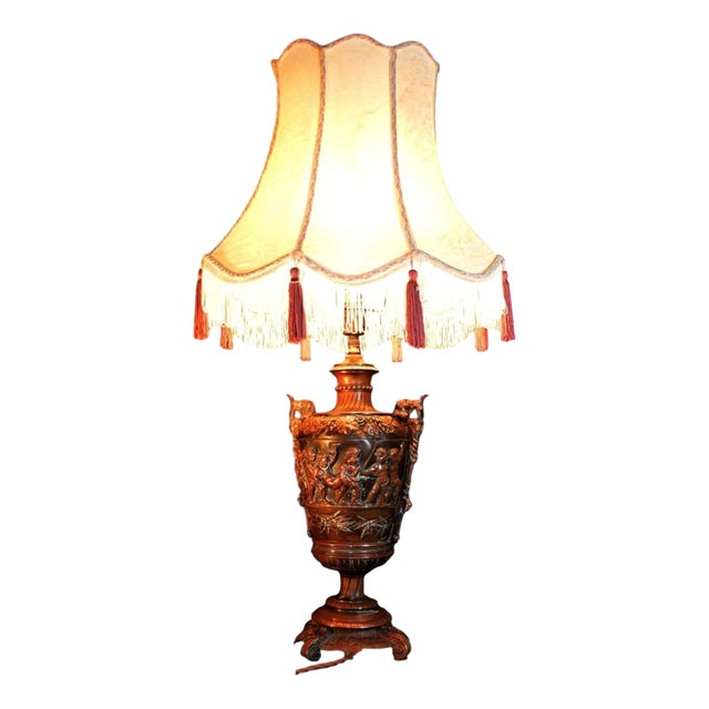 French Napoleon III Bronze Putti Urn Table Lamp by Léopold Oudry, 1870 For Sale