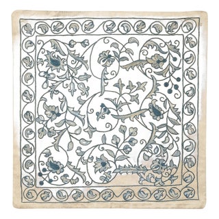 20"x20" Embroidered Accent Pillow Cover. Boho & Chic Home Decor. All Silk Cushion Cover For Sale