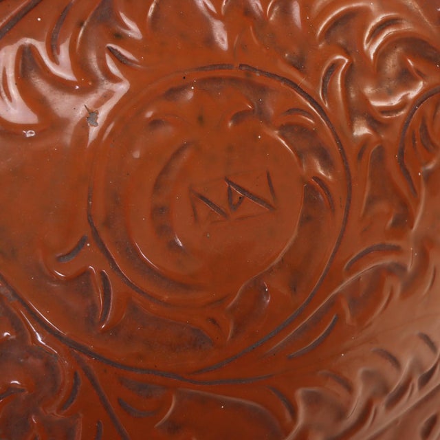 Pair of Spanish Earthenware Pots on Wrought Iron Bases, C. 1940 For Sale - Image 4 of 5