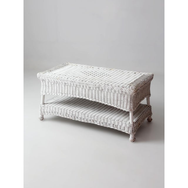Antique White Wicker Coffee Table For Sale - Image 9 of 13