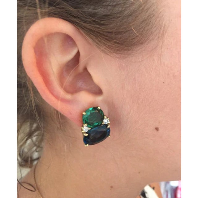 Christina Addison Large Gum Drop Earrings With Garnet and Diamonds For Sale - Image 4 of 6