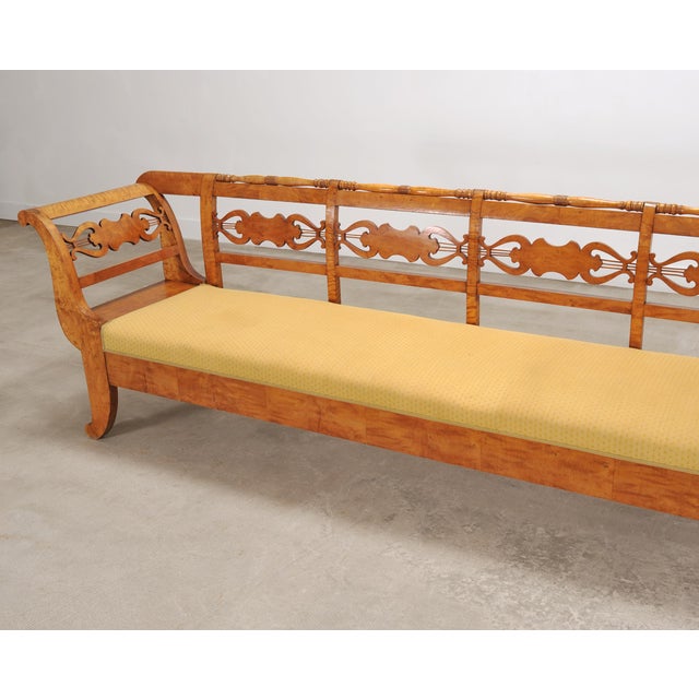 Monumental Swedish Biedermeier Style Burl Hall Bench 11.5 Ft For Sale - Image 10 of 18