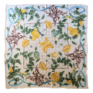 Celine Silk Scarf Squirrel in Foliage 1980 For Sale