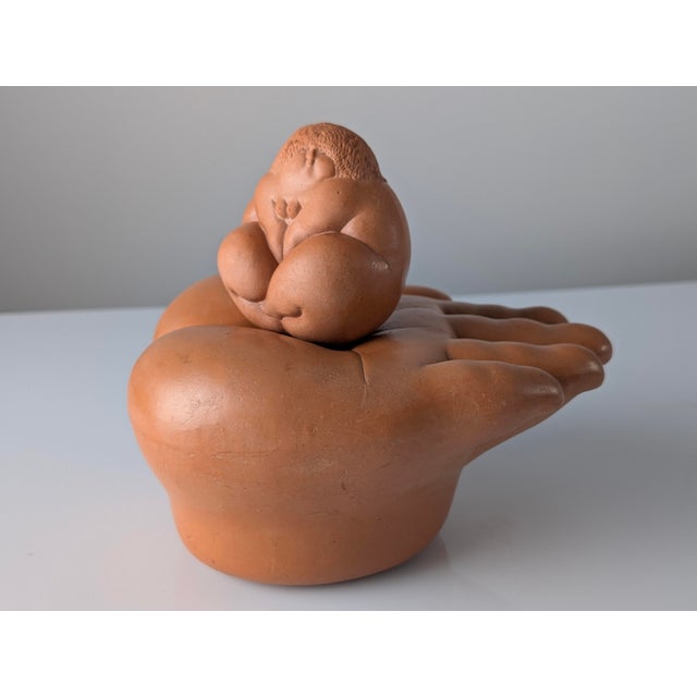 Ricardo Mesa, Nude Happy Chubby Girl on Hand, 1980s, Terracotta For Sale - Image 6 of 16