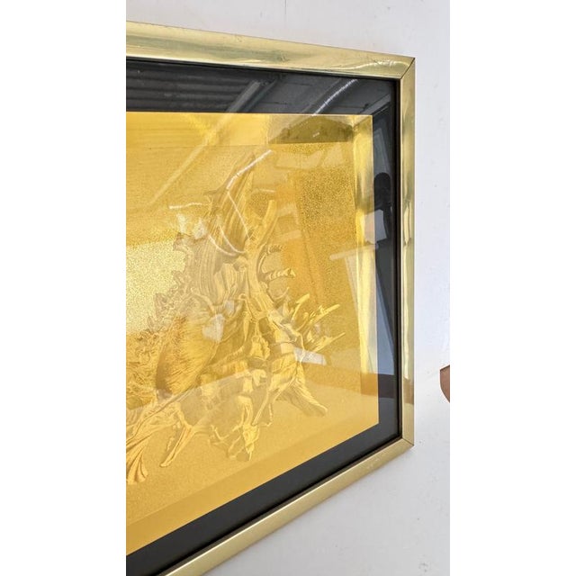 Modern Embossed Gold Shell Artwork with Metallic Finish & Layered Framing, 1960s For Sale - Image 18 of 18