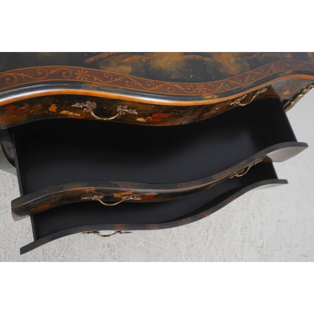 1990s Maitland Smith Chinoiserie Decorated Four Drawer Commode Chest For Sale - Image 5 of 17