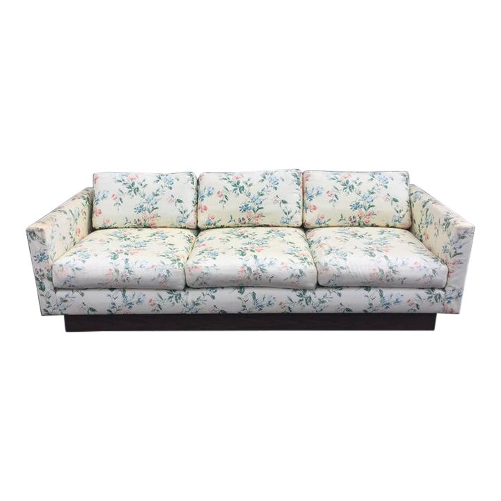 Mid Century Modern Milo Baughman Walnut Plynth Base Sofa Chairish