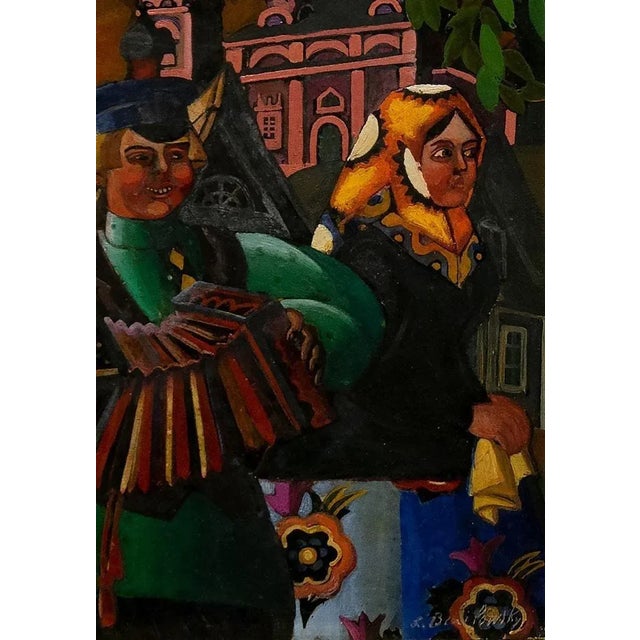 Russian Musicians is an original painting, realized by Leonid Mikhailovich Brailovsky in the Early XX century Oil painting...