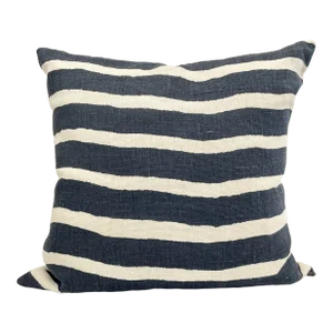 Square Blue and White Stripes Toss Pillow