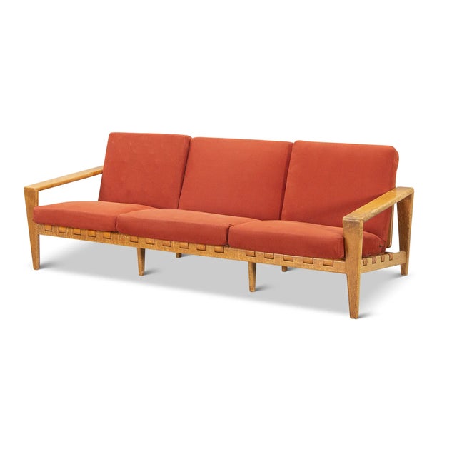 1960s Three Seat Sofa In Quarter Sawn Oak By Svante Skough For Sale - Image 5 of 5