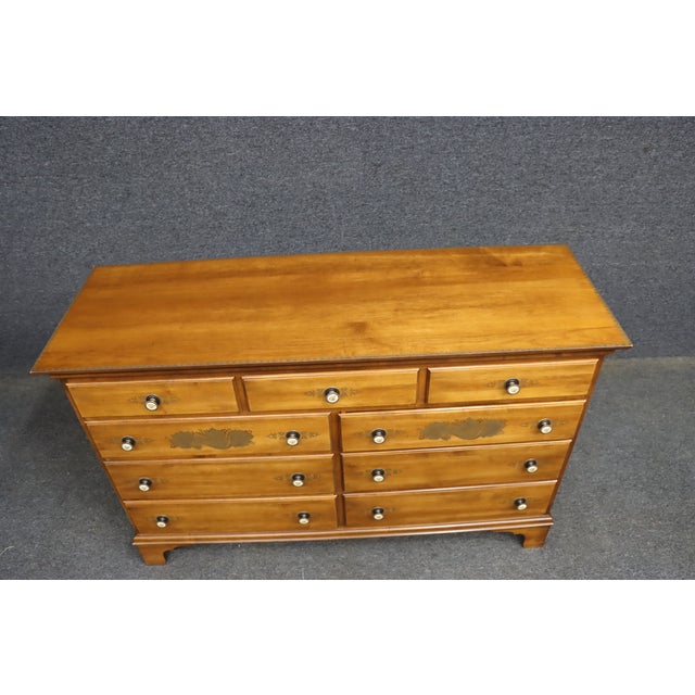 Hitchcock Hitchcock Furniture Maple Nine-Drawer Dresser With Floral Stenciling For Sale - Image 4 of 12