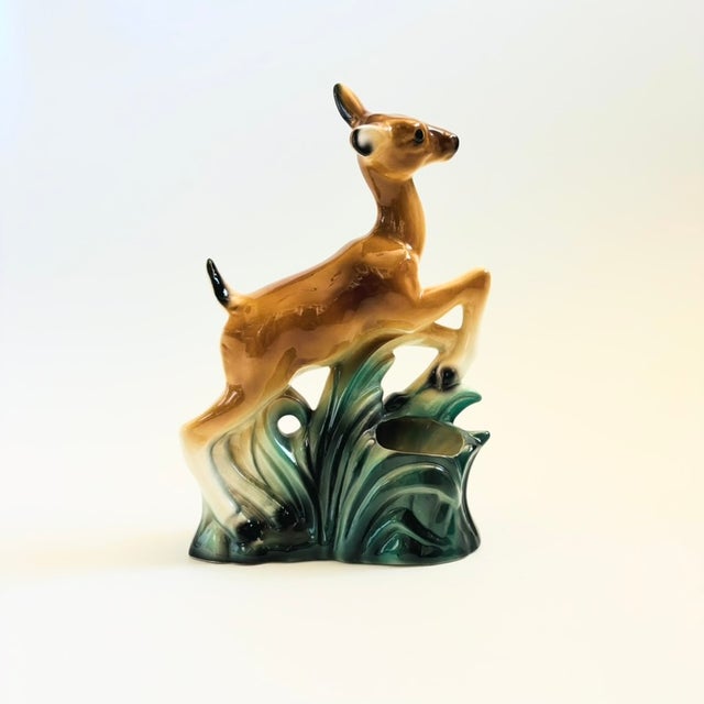 Mid Century Ceramic Deer Planter For Sale - Image 4 of 16