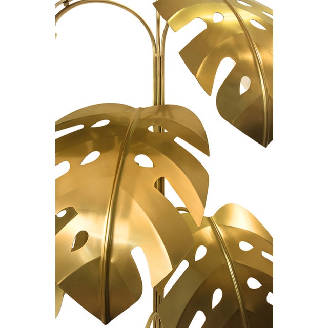 Matthew Izzo Home Iggy Antique Brass Monstera Tree Floor Lamp For Sale In New York - Image 6 of 8
