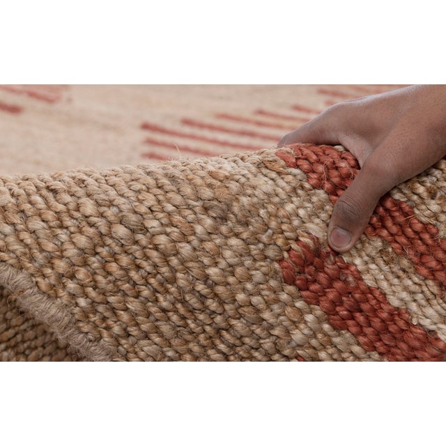 Gold Red Jute Premium Diamond Design Scandivian Rug Hand Woven 9x12Ft. For Sale - Image 10 of 13