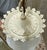 1960s Hollywood Regency Mid Century Swag Two-Light Ceiling Fixture - White Frosted Ruffled Drapery Shades For Sale In Charlotte - Image 6 of 12