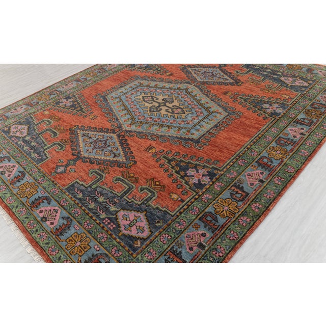 8x10Ft. Burnt Orange Persian Design Inspired Hand Knotted Premium Wool Rug For Sale - Image 10 of 18
