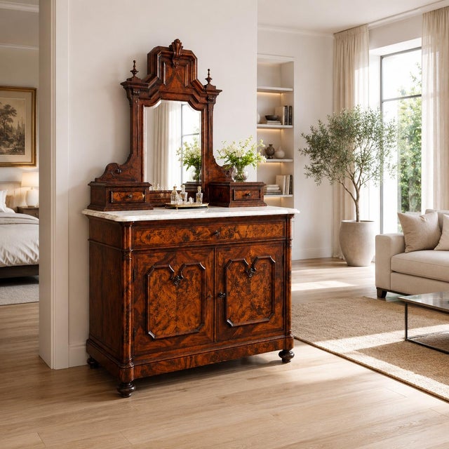 19th Century Chest of Drawers and Mirror from Cucchi & Sola Ammobiliamenti Torino, Set of 2 For Sale - Image 10 of 14