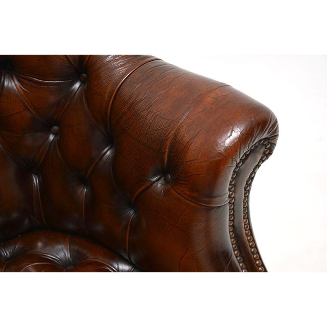 Antique Victorian Leather Swivel Directors Desk Chair, 1950s For Sale - Image 12 of 14