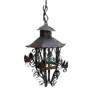 Petit French Iron Lantern For Sale