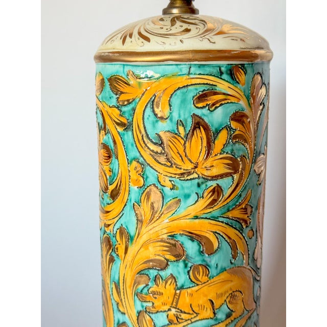 Incredible one of a kind piece of Italian ceramic art! This vintage scraffito (etched or scratched design into the ceramic...