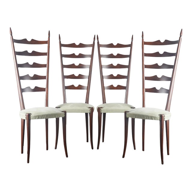 1960s Set of 4 Paolo Buffa Highback Chiavari Dining Chairs For Sale