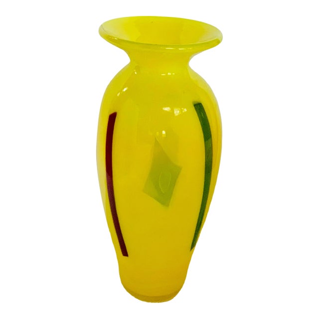 Rare Richard Blenko Signed 2005 Opaque Yellow Vase, Never Sold by Blenko For Sale