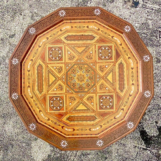 Late 20th Century Vintage Boho Moroccan Inlay Coffee Table | Chairish