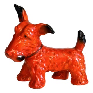 Antique Art Deco Scotch Terrier Porcelain Figurine attributed to Ida Erdös-Meisinger for Friedrich Goldscheider Vienna, Austria, 1920s For Sale