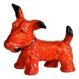 Antique Art Deco Scotch Terrier Porcelain Figurine attributed to Ida Erdös-Meisinger for Friedrich Goldscheider Vienna, Austria, 1920s