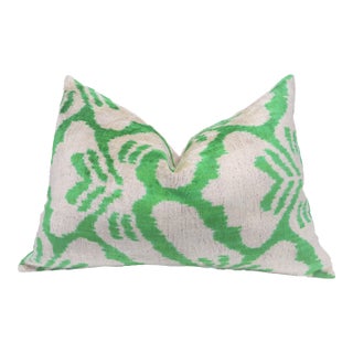 Contemporary Green Tiger Velvet Throw Pillow & Down Insert For Sale