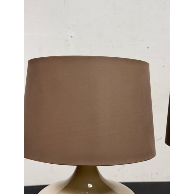 Crate & Barrel Mid Century Glass Table Lamps, Pair For Sale - Image 11 of 12