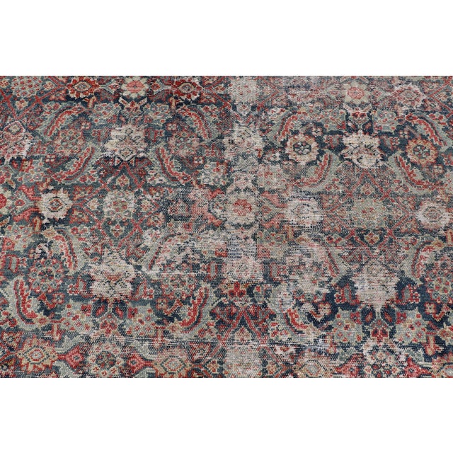 Tribal Large Distressed Gallery Persian Malayer Runner in Herati Design 5'8 X 14'8 For Sale - Image 3 of 14