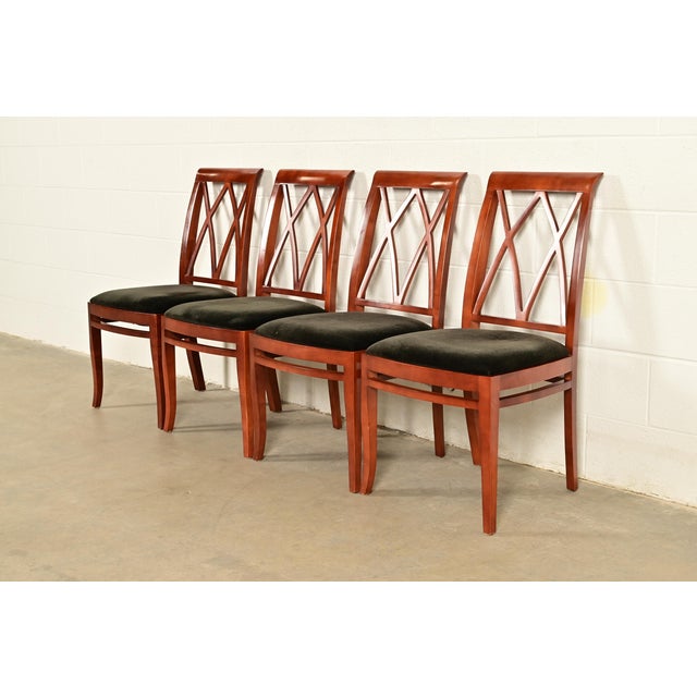 English Bernhardt Regency Carved Mahogany Dining Chairs | Set of Four For Sale - Image 3 of 14