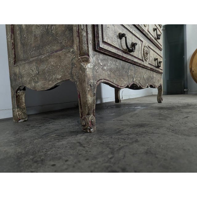 Brown Louis XV Style Patinated Chest of Drawers For Sale - Image 8 of 9