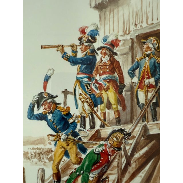 Wood Pair of Framed Historical Illustration Prints of French Soldiers For Sale - Image 7 of 14