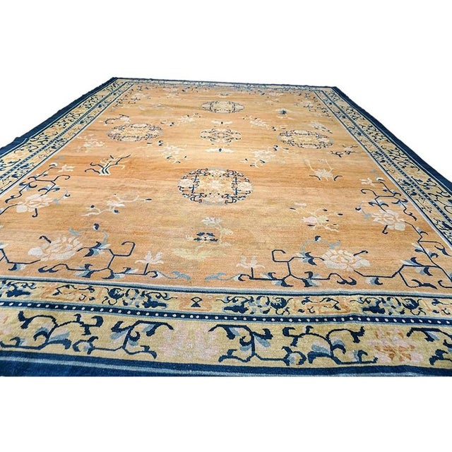 1920s 1920s Antique Wool Coral Large Allover Floral Hand Knotted Large Oversize Rug For Sale - Image 5 of 9