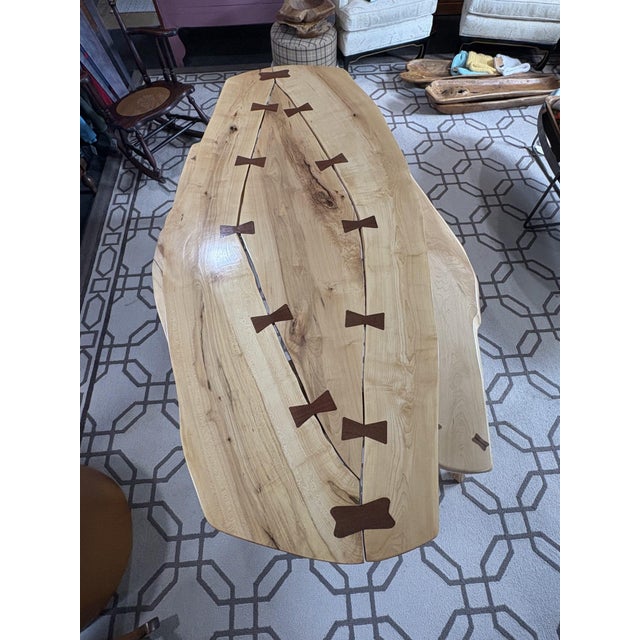 Contemporary Harnett Wood Designs Dining Table and Bench Set For Sale - Image 3 of 5