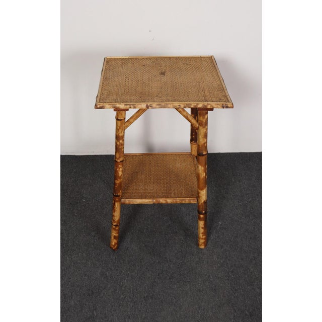 Antique Aesthestic Movement Victorian Burnt Bamboo Tortoise Shell Side Table For Sale - Image 4 of 14