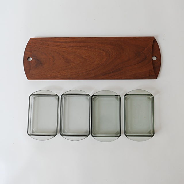 Scandinavian Teak Appetizer Tray and Dishes, Denmark, 1970s, Set of 5 For Sale - Image 12 of 15