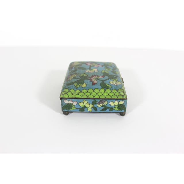 Metal Antique Chinese Floral Cloisonné Box For Sale - Image 7 of 12