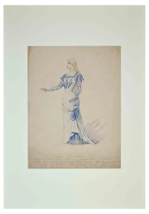 Alfredo Edel, Theatrical Costume, Original Watercolor, 1895