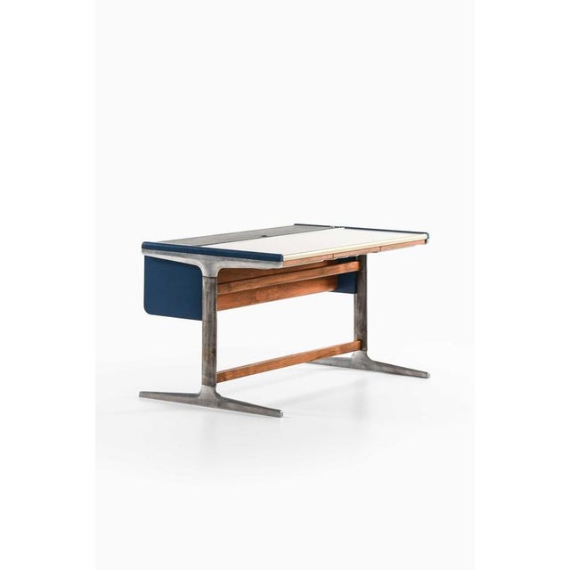 Metal Mid-Century Desk in Aluminum, Lacquer, Laminate and Teak attributed to George Nelson, 1960s For Sale - Image 7 of 11