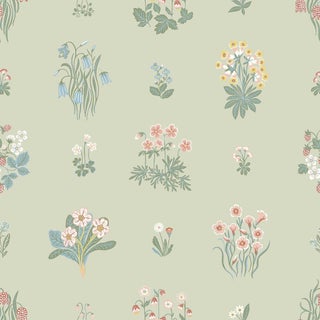 Ängsflora by Boråstapeter Wallcovering In Sage For Sale