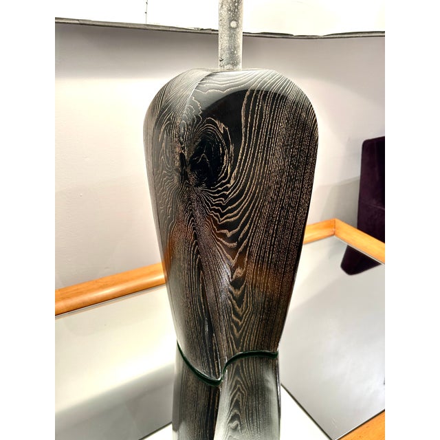 Ebonized Oak Table Lamp, Usa 1970s For Sale - Image 4 of 11